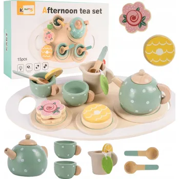 Dřevěná hračka Dřevěná sada na čaj, čajový servis