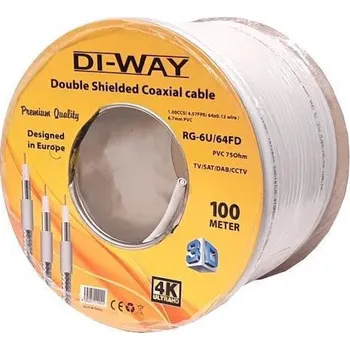 Anténní kabel Koaxiální Kabel DI-WAY RG-6U/64FD / 100m / 6,7 Mm