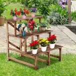 Outsunny Dřevěný stojan na květiny - 3 schody, 80 x 80 x 80 cm 837019
