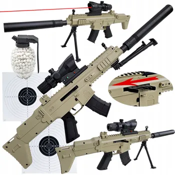 Dětská zbraň Puška Sniperská Útočná Pistole Na Kuličky AIR SOFT GUN + Kuličky 800 Ks
