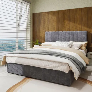 Postel Jednolůžková dřevěná postel Arhatreya 140x200 cm šedá