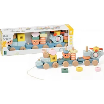 Dřevěná hračka Dřevěný vláček oceán 28 dílků