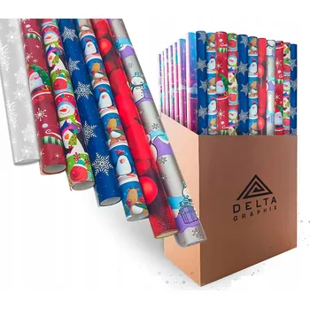 Balící papír Vánoční balicí papír SADA 50 KS Ozdobný balení Mikuláš Vánoce