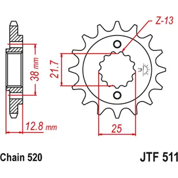 Řetězová sada pro motocykl JT řetězové kolo přední 511 14 KAWASAKI KLR 650 90-14 (51114JT) (řetěz 520) (JT řetězové kolo přední 511 14 KAWASAKI KLR 650 90-14 (51114JT) (řetěz 520))