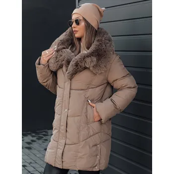 Dámská dlouhá zimní bunda s kapucí MORISIO Dstreet TY4671 Barva: Béžová, Velikost: XL