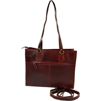 Kabelka Kožená dámská velká kabelka-843-3 červená