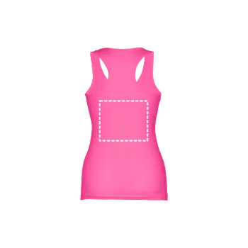 THC TIRANA. Dámské bavlněné tričko bez rukávů 70 Zadní část, 240 x 200 Digitální Transfer, 13 barvy