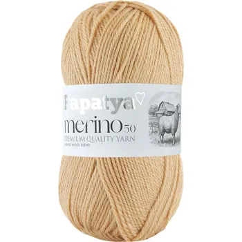 Galanterie Příze Papatya Merino 50, 9140, tmavě béžová