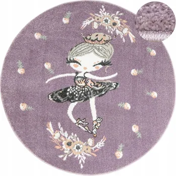 Koberec KULATÝ KOBEREC Balerína princezna fialová krémová limetková průměr 120 cm