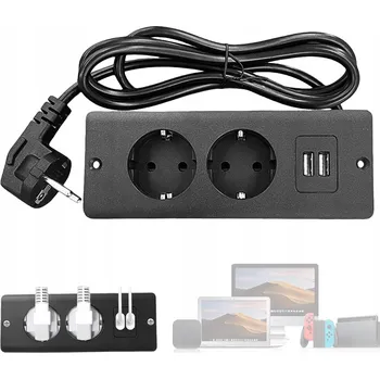 Elektrická zásuvka ZÁSUVKOVÁ LIŠTA 2 ZÁSUVKY 2 PORTY USB A 1.5 M SKRYTÁ ZÁSUVKA