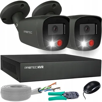 Bezpečnostní kamera Monitorovací systém 2 kamery Grafitové IP PoE Full Color detekce lidí 5Mpx bez HDD