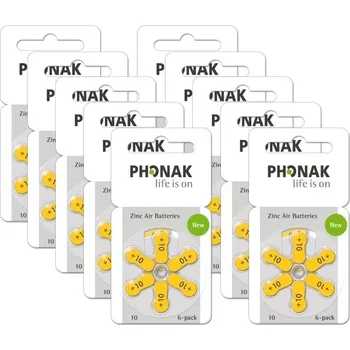 Článková baterie PHONAK 10 / PR70 značkové baterie do naslouchadel. Balení 10xBL6