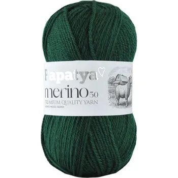 Příze Papatya Merino 50, 56150, tmavě zelená