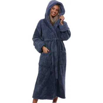 Dámský župan Extra dlouhý šedý huňatý župan pro ženy 1z1006 šedá 4xl