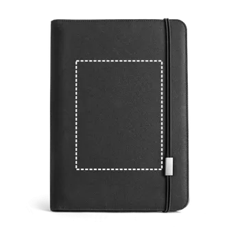 Aktovka na dokumenty EMERGE FOLDER II. Složka A4 z materiálu recyklovaného polyesteru (100% rPET) 300D s elastickým uzávěrem Transfer (max. 4 barvy, 150 x 190mm) 1 barva 130 Přední