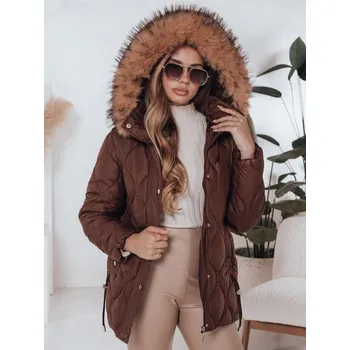 Dámská zimní bunda s kapucí a kožíškem LUMORE Dstreet TY4723 Barva: Béžová, Velikost: L