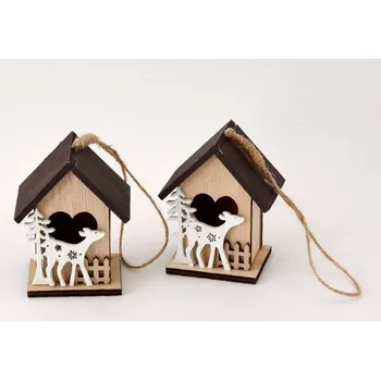 Dřevěná dekorace k zavěšení - Budka v lese