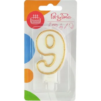 Dortová svíčka Narozeninová SVÍČKA Na Dort ČÍSLO "9" Zlatá barva Svíčky Topper Piker