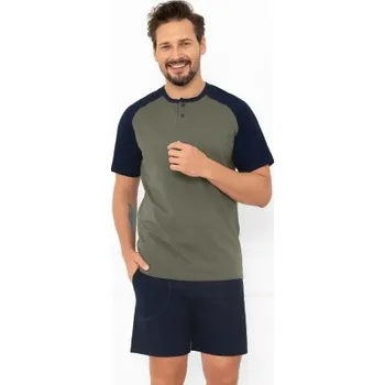 Pánské pyžamo Pánské krátké pyžamo Italian Fashion Aleksandr - bavlna Khaki XL