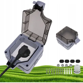 Elektrická zásuvka VENKOVNÍ ZÁSUVKA IP66 ELEKTRICKÁ ZAHRADNÍ VODOTĚSNÁ HERMETICKÁ 250V