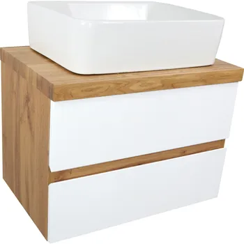 Koupelnový nábytek SKŘÍŇKA POD UMYVADLO 60 CM | LAK | DESKA MASIVNÍ DUB