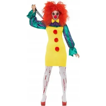 Karnevalový kostým KOSTÝM STRAŠIDELNÁ PANÍ KLAUN VRAŽEDKYNĚ ŠATY HALLOWEEN L