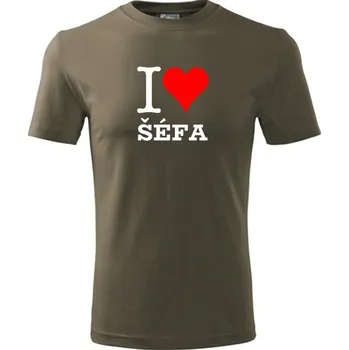 Army tričko I love šéfa - barva hnědá - velikost S
