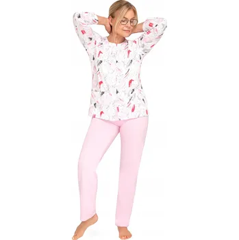 Dámské pyžamo DÁMSKÉ PYŽAMO XL RŮŽOVÉ ROZEPÍNACÍ DLOUHÝ RUKÁV DLOUHÉ KALHOTY BAVLNĚNÉ