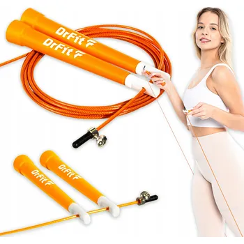 Švihadlo DrFit Švihadlo kardio boxerská švihadlo, ocelové, nastavitelné, 3 m, oranžové