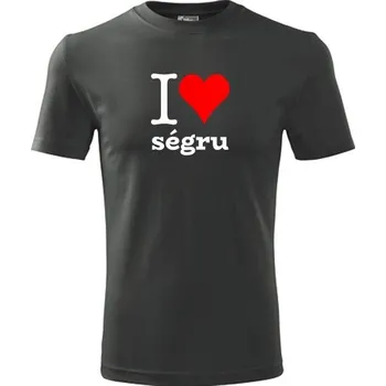 Pánská móda Grafitové tričko I love ségru - barva antracit - velikost XL