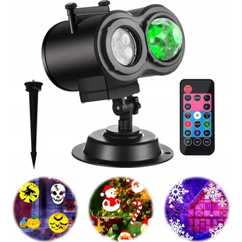 Světelný efekt VÁNOČNÍ LASEROVÝ PROJEKTOR S 12 MOTIVY A EFEKTEM VLNÍCÍ SE VODY + DÁLKOVÉ OVLÁDÁNÍ