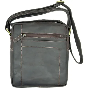 Kožená pánská taška přes rameno střední hnědá se zipem 807-1