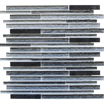 Obklad Skleněná mozaika proužky, skleněná dlaždice mix černá