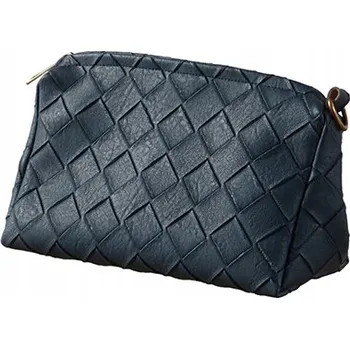 Kosmetická taška Kosmetická taštička M, tmavě modrá syntetická kůže, elegantní, prostorná, cestovní organizér