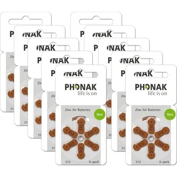 Článková baterie PHONAK 312 / PR41 značkové baterie do naslouchadel. Balení 10xBL6