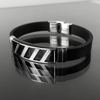 Náramek Pánský náramek z oceli a pryže č. 827