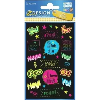 samolepka Samolepky neonové anglické nápisy Zweckform Creative 550113