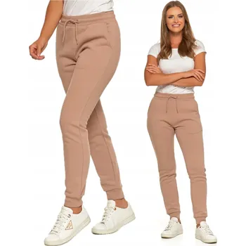 Dámské legíny DÁMSKÉ ZATEPLENÉ TEPLÁKY JOGGERY MORAJ VYSOKÝ PAS BÉŽOVÉ S