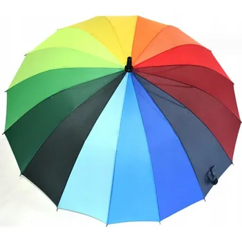 Deštník DUHA 16 barev, 16 FLEXIBILNÍCH žeber z vláken ODOLNÝCH PROTI VĚTRU