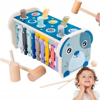 Dřevěná hračka EDUKAČNÍ KOSTKA MONTESSORI DŘEVĚNÁ VKLÁDAČKA XYLOFON HRAČKA STAVEBNICE