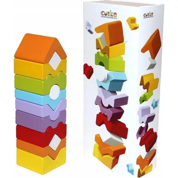 Dřevěná hračka Stavebnice Cubika 14996 Dřevěná věž 12 dílů