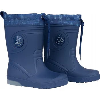 Chlapecké holínky Holínky dětské svítící tmavě modré plachetnice s límcem velikost 22–23