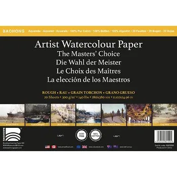Umělecký papír Akvarelový papír Baohong 300g 28x38cm rough (Akvarelový papír Baohong 300g 28x38cm rough)