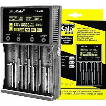Nabíječka baterií Univerzální nabíječka baterií a akumulátorů LiitoKala Lii-M4S pro 18650 AAA