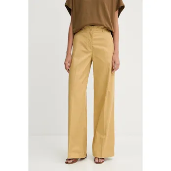 Dámské kalhoty Kalhoty Sisley dámské, žlutá barva, široké, high waist, 4ED4LE03G 10X, vel. 40