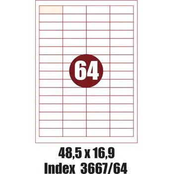 Speciální papír SAMOLEPICÍ ŠTÍTKY A4, 100 KS, 48,5 x 16,9 mm, LABELS EP 3667/64