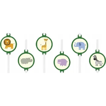 Narozeninová brčka Safari - 6 ks