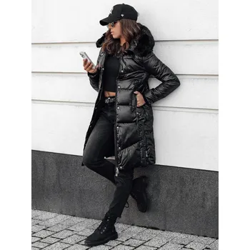 Dámská bunda Dámská dlouhá zimní bunda s kapucí ULTRAWAY Dstreet TY4627 Barva: Černá, Velikost: XL