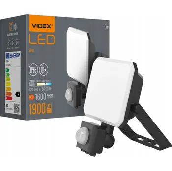 VIDEX LED reflektor 20W s pohybovým senzorem 5000K 1900lm IP65 IK07 černý