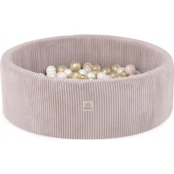 Suchý bazén Suchý bazén s míčky 90x30 cm pro děti, světle růžový manšestr, 200 míčků MISIOO